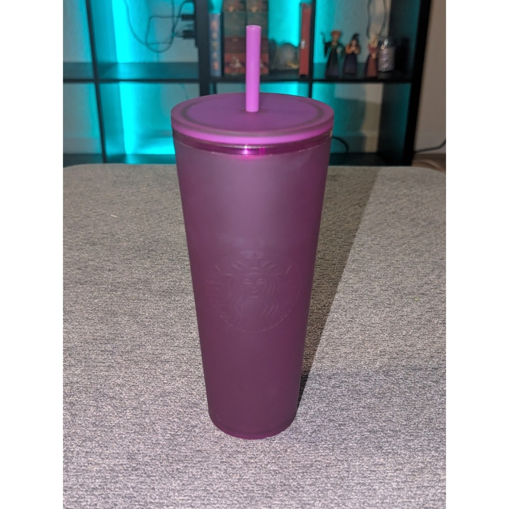 Starbucks August 2021 Matte Purple Soft Touch Tumbler Cold Cup Venti 24oz